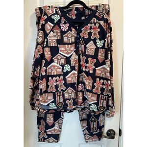 Disney Mickey Mouse Christmas Gingerbread Woman's Sleepwear‎ 2 Piece Size 2X